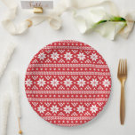 Red Fair Isle Christmas Sweater Pattern Paper Plate<br><div class="desc">Custom designed paper party plates with a cute fair isle Christmas sweater pattern. Click Customize It to personalize the design with your own text and images to create a unique one of a kind design to match any holiday party decor!</div>