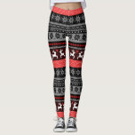 Red Fair Isle Pattern Leggings<br><div class="desc">Red/Burgundy/Black/Grey/White Fair Isle Pattern; Snowflakes - Hearts - Christmas Trees - Reindeer</div>