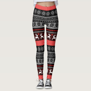 Red Fair Isle Pattern Leggings