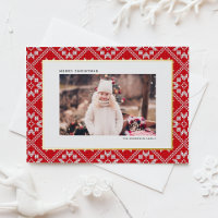 Red Fair Isle Winter Knit Pattern Photo Christmas