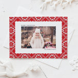 Red Fair Isle Winter Knit Pattern Photo Christmas Holiday Postcard<br><div class="desc">Send warm holiday wishes wrapped in a cozy, festive design with this Photo Christmas Postcard, featuring a charming Fair Isle knit pattern background. The intricate design evokes the comforting feel of winter warmth and holiday cheer. This customizable photo Christmas postcard offers a festive backdrop to your own personal photo. Customize...</div>