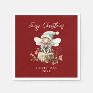 Red Fairy Merry Christmas Napkin