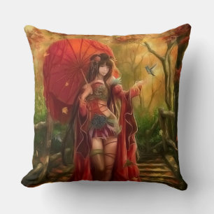 Red Fairy Throw Pillow