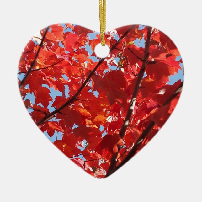 Red Fall Ceramic Ornament (Front)