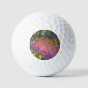 Red Fall Leaf And Bokeh Golf Balls