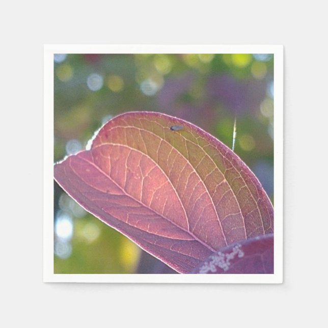 Red Fall Leaf And Bokeh Napkin (Front)