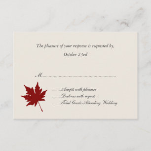 Red Fall Leaf Wedding Response Cards