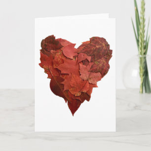 Red Fall Leaves Heart Card