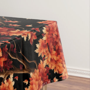 Red Fall Maple Tree Seamless Pattern Graphic Tablecloth