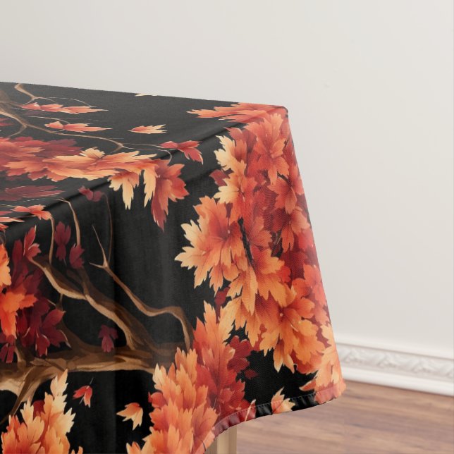 Red Fall Maple Tree Seamless Pattern Graphic Tablecloth (In Situ)