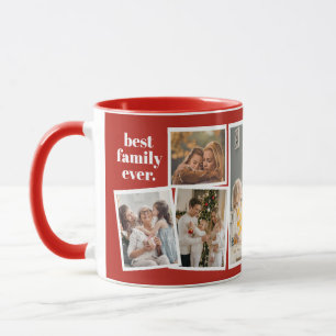 Red Family Photo Collage - 6 Photos Mug
