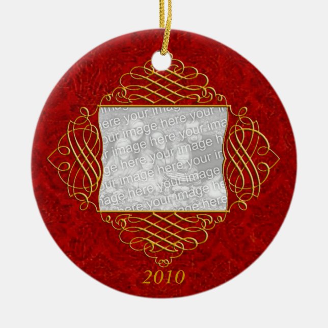 Red Family Photo Ornament (Front)