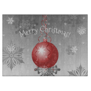 Red Fancy Christmas Ornament Cutting Board
