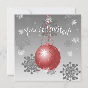 Red Fancy Christmas Ornament Invitation