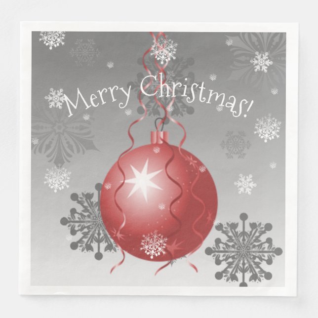 Red Fancy Christmas Ornament Paper Napkin (Front)