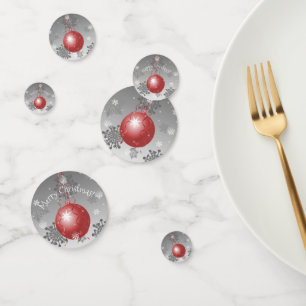 Red Fancy Christmas Ornament Table Confetti