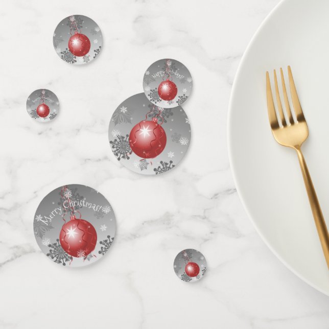 Red Fancy Christmas Ornament Table Confetti (Group)