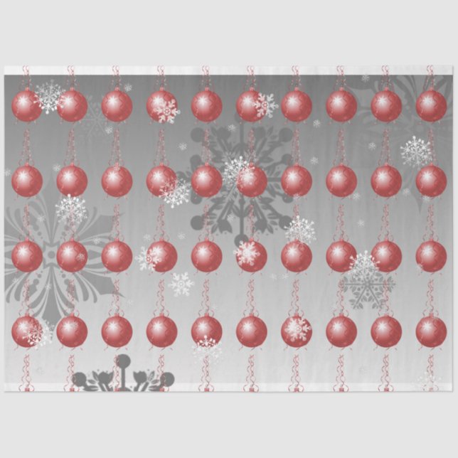 Red Fancy Christmas Ornament Tissue Paper (Front)
