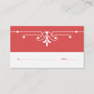 Red Fancy Ornamental Place Card