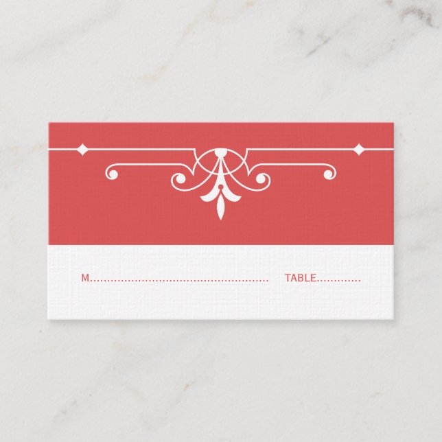 Red Fancy Ornamental Place Card (Front)