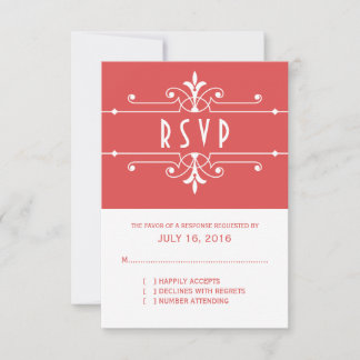 Red Fancy Ornamental Response Card