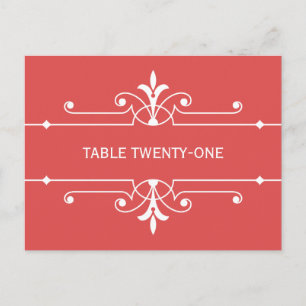 Red Fancy Ornamental Table Number Postcard