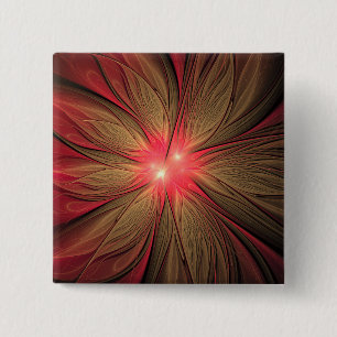Red fansy fractal flower 2 inch square button