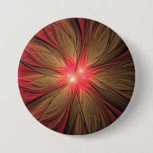 Red fansy fractal flower 3 inch round button