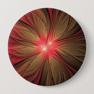 Red fansy fractal flower 4 inch round button