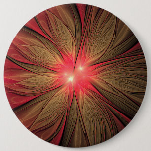 Red fansy fractal flower   6 inch round button