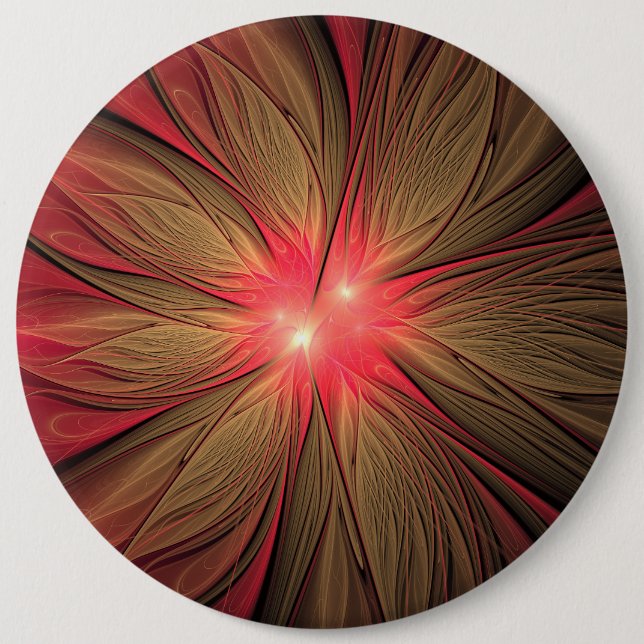Red fansy fractal flower   6 inch round button (Front)