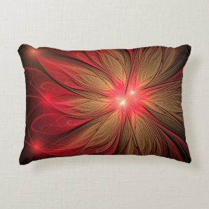 Red fansy fractal flower  accent pillow