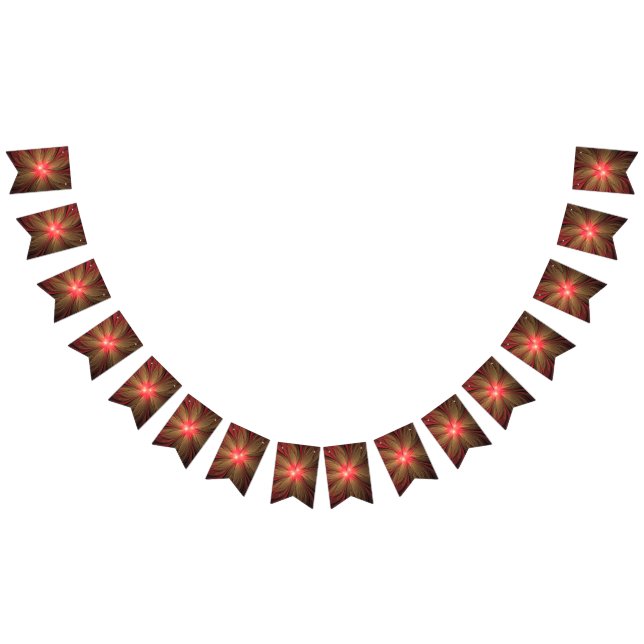 Red fansy fractal flower  bunting flags (All)