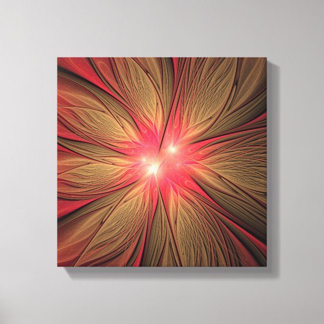 Red fansy fractal flower  canvas print (Front)