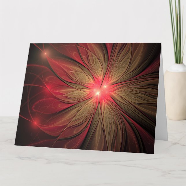 Red fansy fractal flower  card (Front)