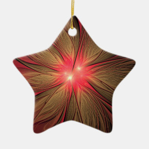 Red fansy fractal flower ceramic ornament
