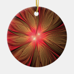 Red fansy fractal flower  ceramic ornament