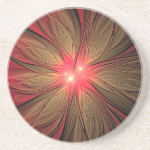 Red fansy fractal flower coaster