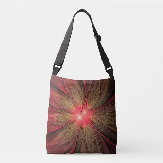 Red fansy fractal flower   crossbody bag (Front)