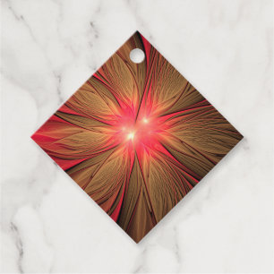 Red fansy fractal flower favour tags