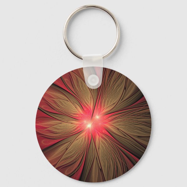 Red fansy fractal flower  keychain (Front)