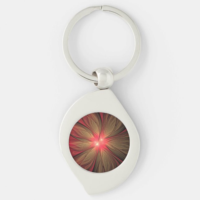 Red fansy fractal flower  keychain (Front)