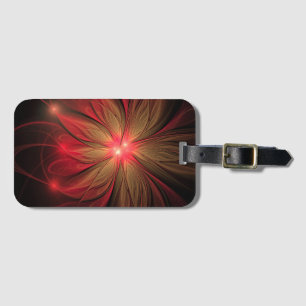 Red fansy fractal flower luggage tag