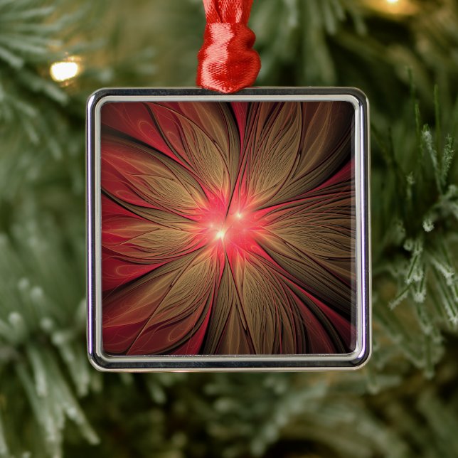 Red fansy fractal flower   metal ornament (Tree)