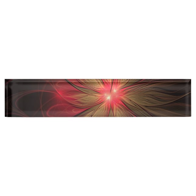 Red fansy fractal flower  nameplate (Front)