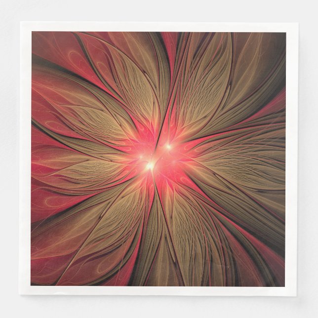 Red fansy fractal flower  napkin (Front)