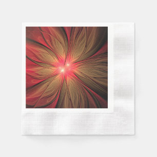 Red fansy fractal flower napkin