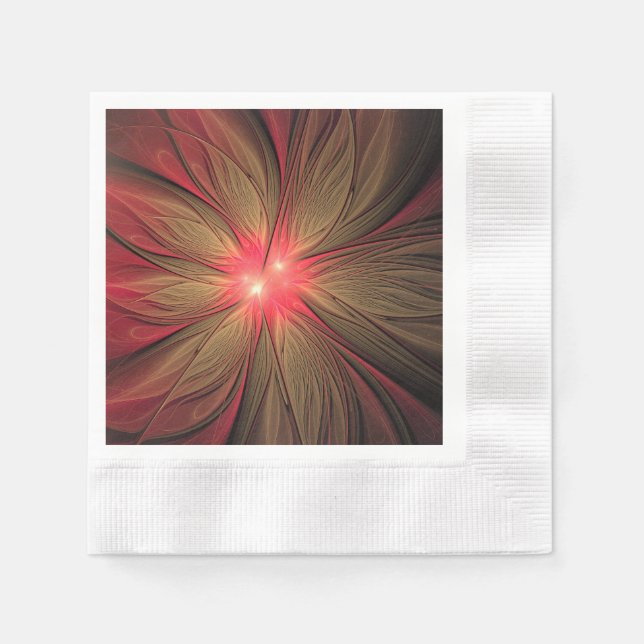 Red fansy fractal flower  napkin (Front)