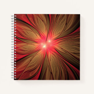 Red fansy fractal flower notebook