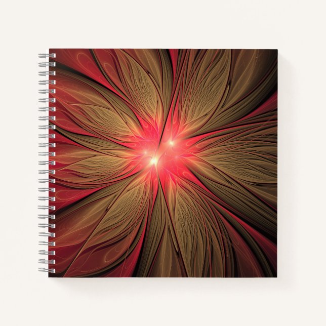 Red fansy fractal flower   notebook (Front)
